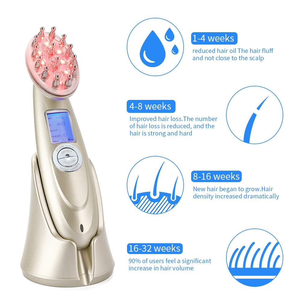 Electric Laser Hair Growth Comb Infrared EMS RF Vibration Massager Microcurrent Hair Care Hair Loss Treatment Hair Regrowth